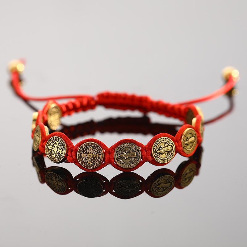 

European-American Holiday Gift: Saint Benedict Red Rope Bracelet
