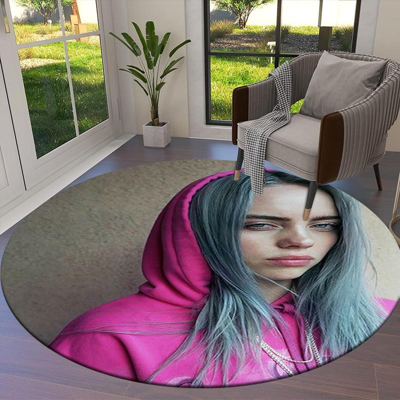 Billie Eilish Round Area Rug,Carpet Rug for Living Room Bedroom Sofa Playroom Decor,Non-slip Floor Mat