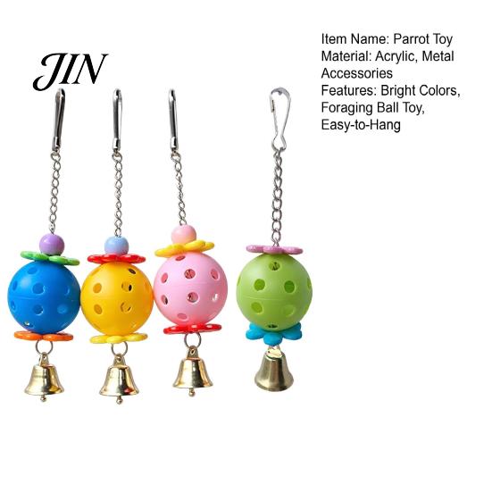Bird Pecking Toy Parrot Foraging Ball Toy, Plastic Hollow with Bell, Play Cage Enrichment for Lovebird Budgie Cockatiel Conure