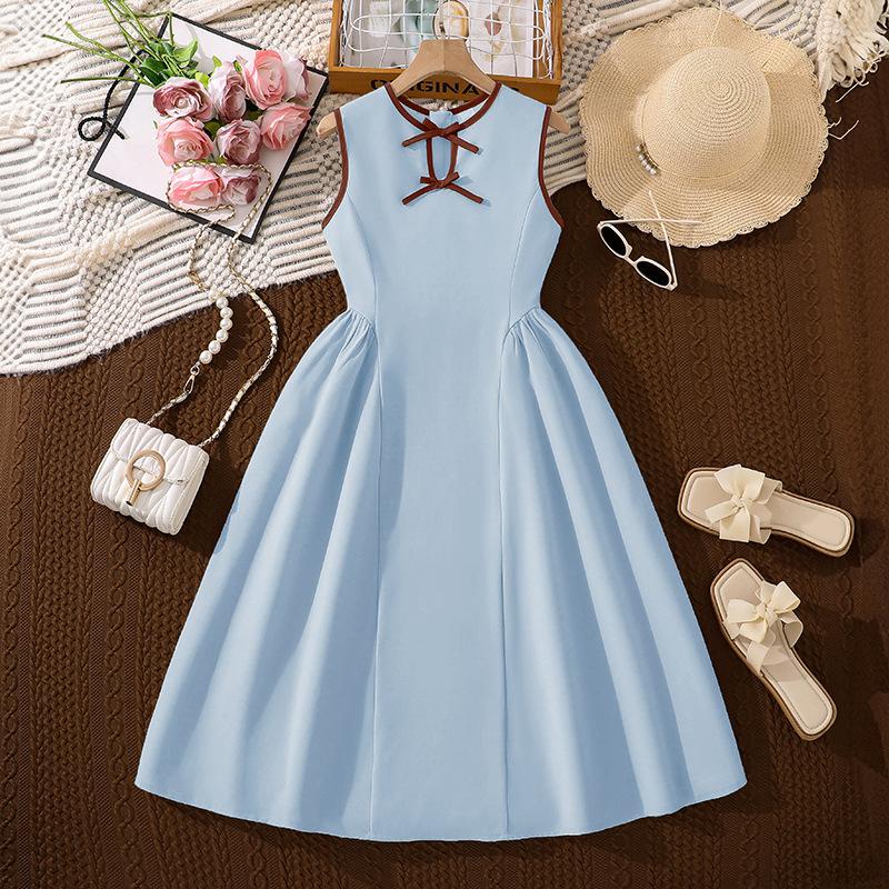 

Girls Fashionable Dress for Summer, Elegant Princess-style Children s Dress 170cm=12Y небо синє кольору