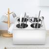 Bymaocar 4 Grids Double Row Knife & Fork Box Countertop Cylinder Storage Organizer Holder Stainless Steel Flatware for Kitchen