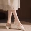 Summer New Pointed Head Bag Head One-word Buckle Sandals Women's Fashion Thick Heel High Heel Gentle Sandals