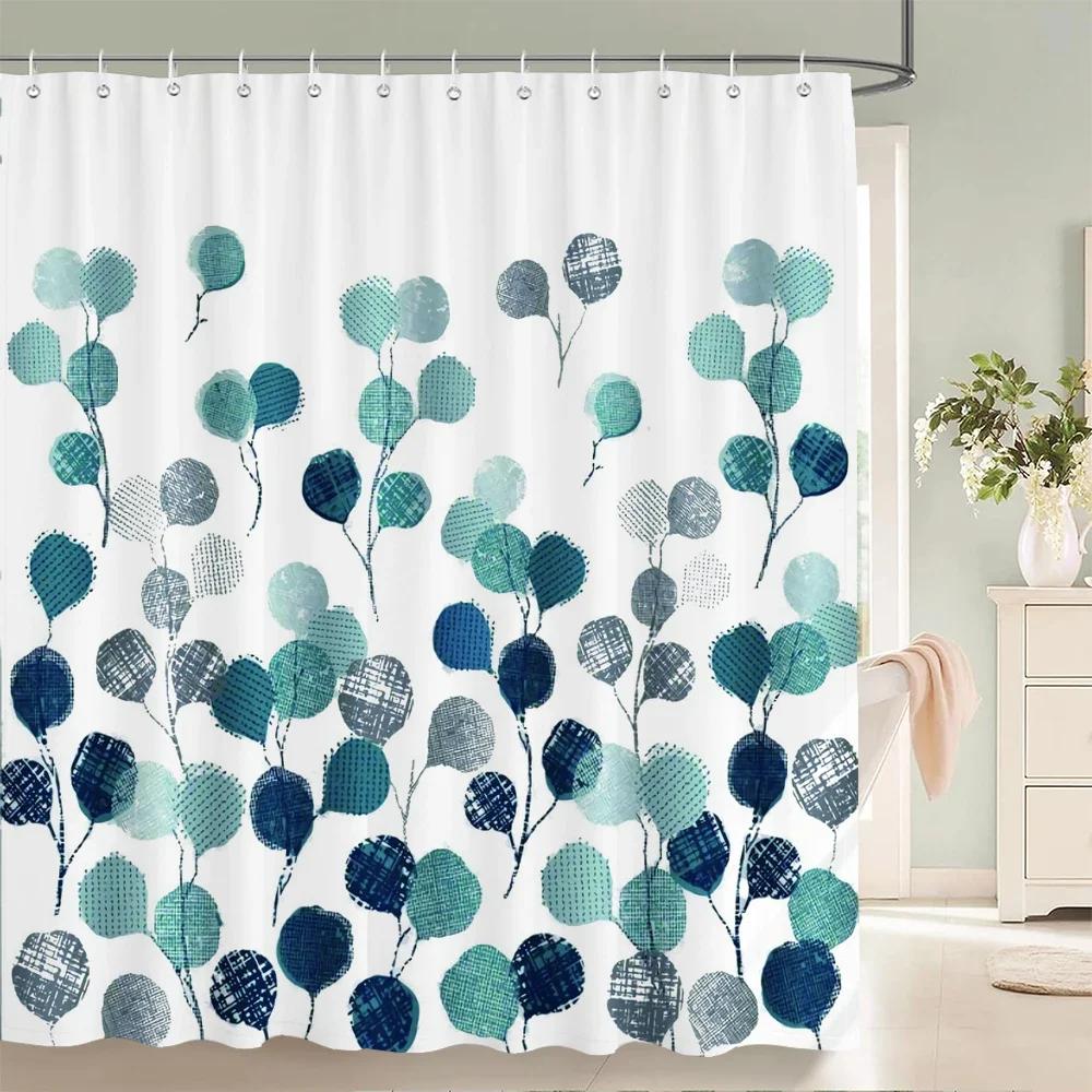 Högkvalitativ Färgstark Blommig Tyg Duschdraperi Vattentät Tryck Blommig Badrumsgardiner för Badrum Dekorera med Krokar