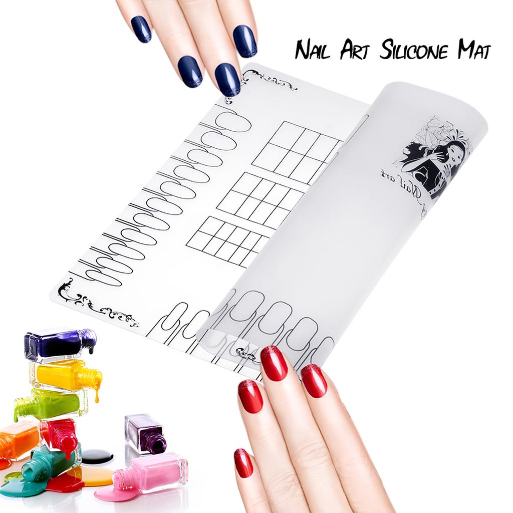 Nail Art Manicure Silicone Mat Foldable Washable Soft Table Cover Pad For Stamping Reverse Stamp