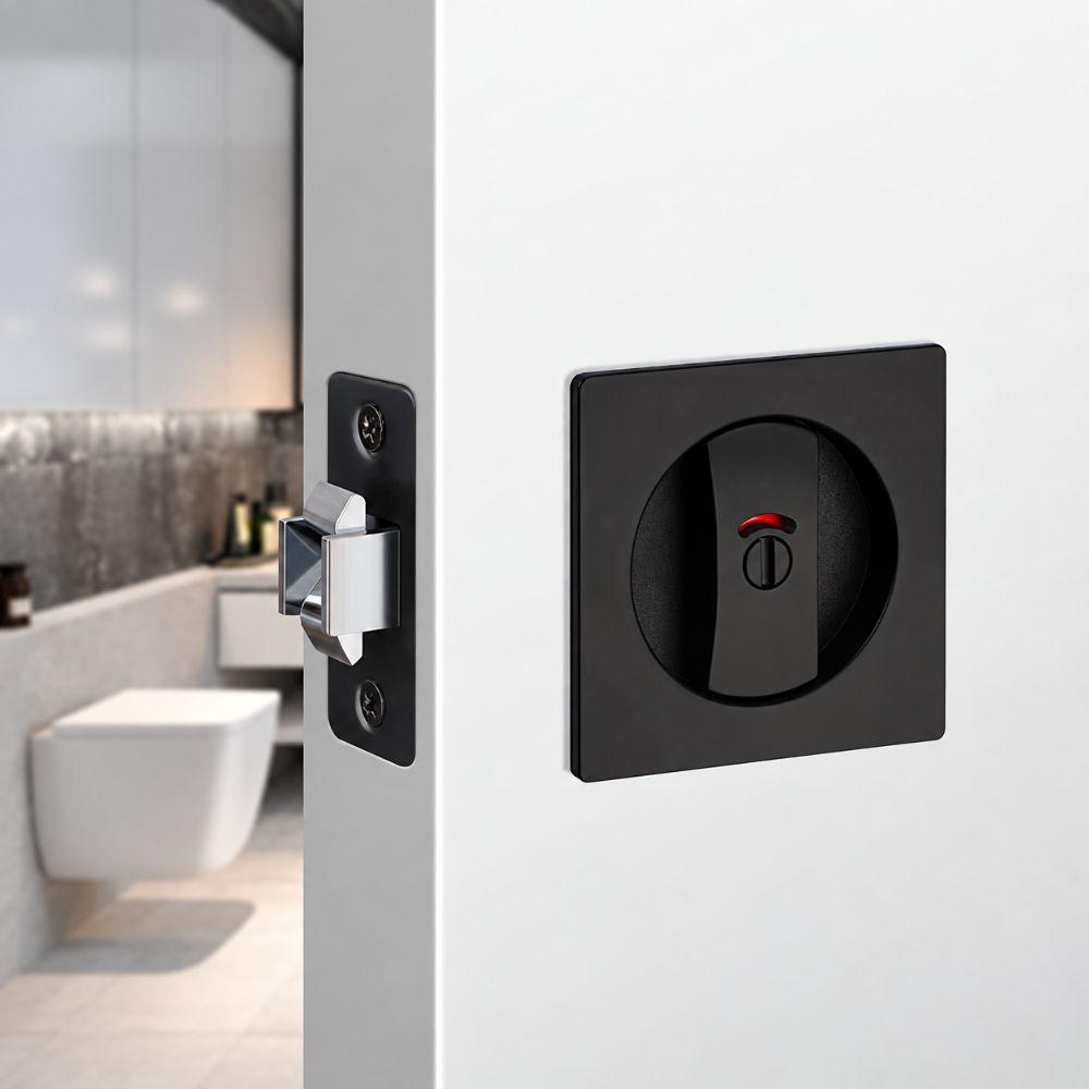 Zinc Alloy Pocket Door Lock Self-Locking Keyless Lock Premium Sliding Privacy Lock Home