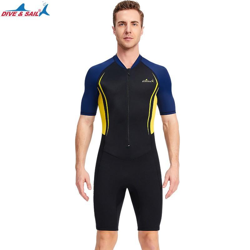 Unisex 1.5mm Neoprene Snorkeling Wetsuit Short Sleeve Shorts Swimming Diving Surfing Winter