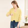 TUHUANG Women's Pure Cashmere V-Neck Loose Knit Cardigan
