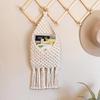Macrame Mail Organizer Wall Mounted, Handmade Hanging Woven Basket for Boho Home Office Decor, Over the Door Key Letter Envelope File Holder for