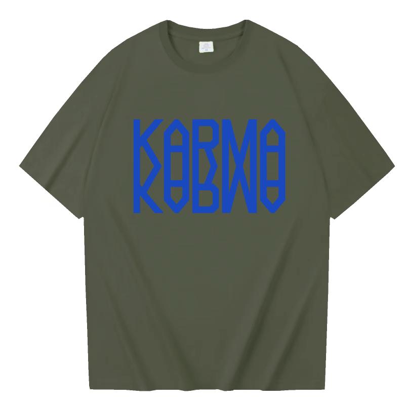 Vintage KPOP The 4th Album KARMA T-Shirt Men Women's Round Neck Cotton T Shirts SK Short Sleeve Tee Shirt Unique Clothes Tops