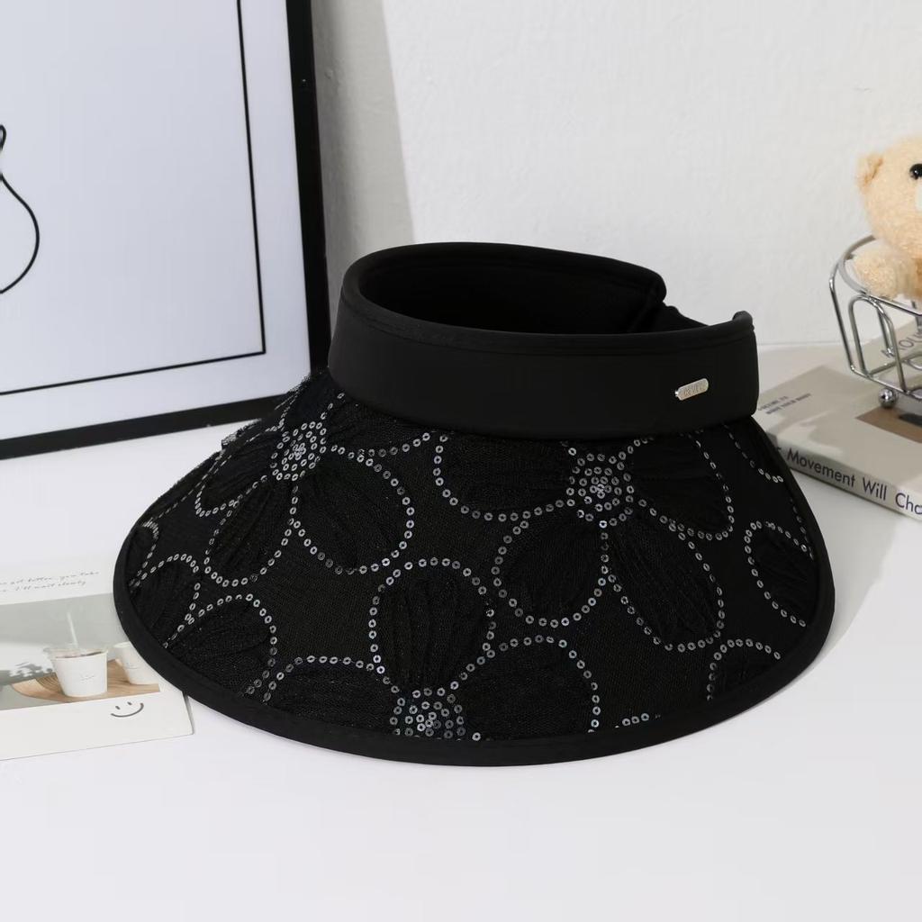 New summer headband empty top hat lace flower cloth empty top hat summer versatile casual sun hat outdoor sun protection hat