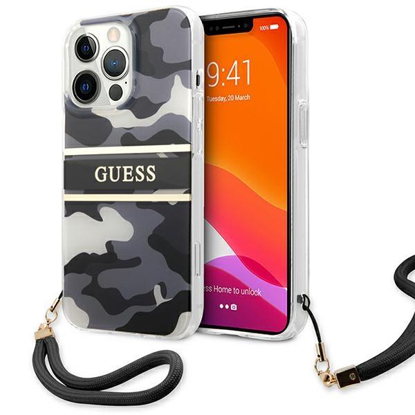 Guess Guhcp13Lkcabbk Iphone 13 Pro / 13 6,1 Czarny/Black Hardcase Camo Strap Collection