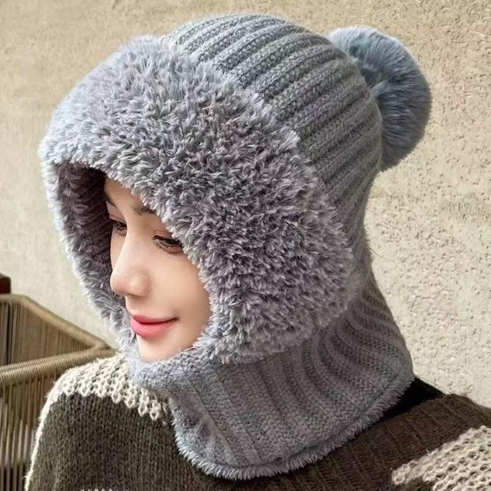 Warm Pullover Cap Windproof Neck Warmer New Scarf Mask Integrated Hat  Autumn and Winter