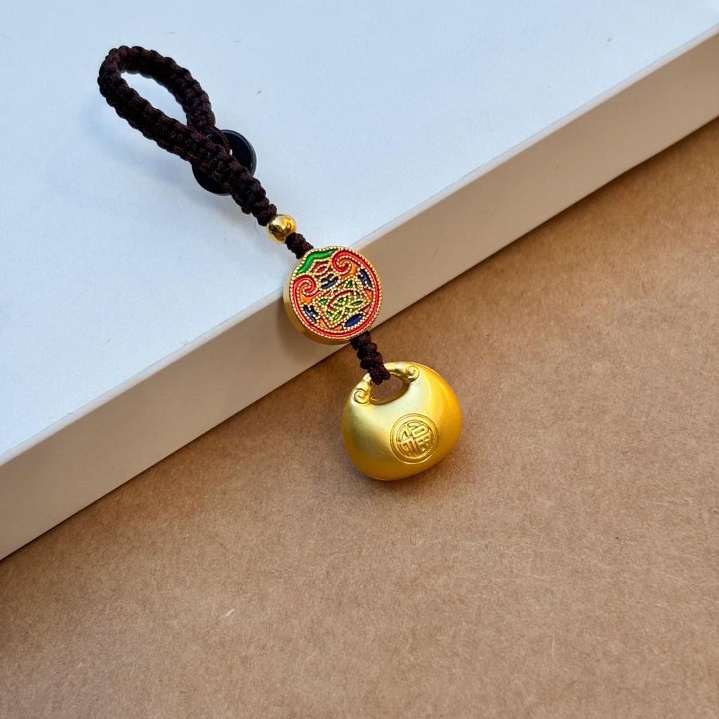 Ancient Gold Good Luck Red Rope Keychain Pendant