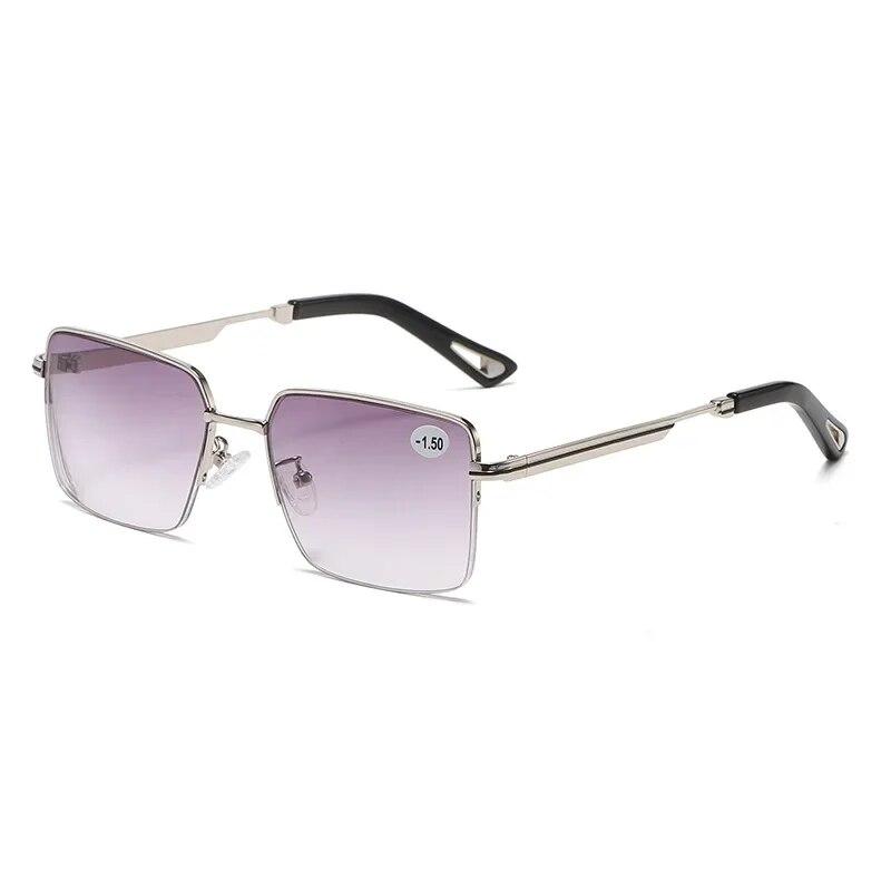 Fashion Men Women's Myopia Glasses Business Half Frame Anti Blue Light Near Sight Eyeglasses with Diopter 0 TO -4.0 Eyewear