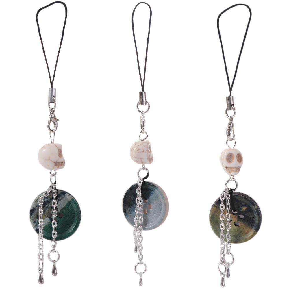 Phone Charm Y2K Phone Chain Bag Decoration Phone Lanyards Skull Button Pendant  Jewelry Gift