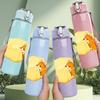1PC Cheese Mouse Cute Cartoon Print 750ml Color Plastic Sports Water Bottle Leakproof Flip Straw Lid Suitable for Sports Office Home Use