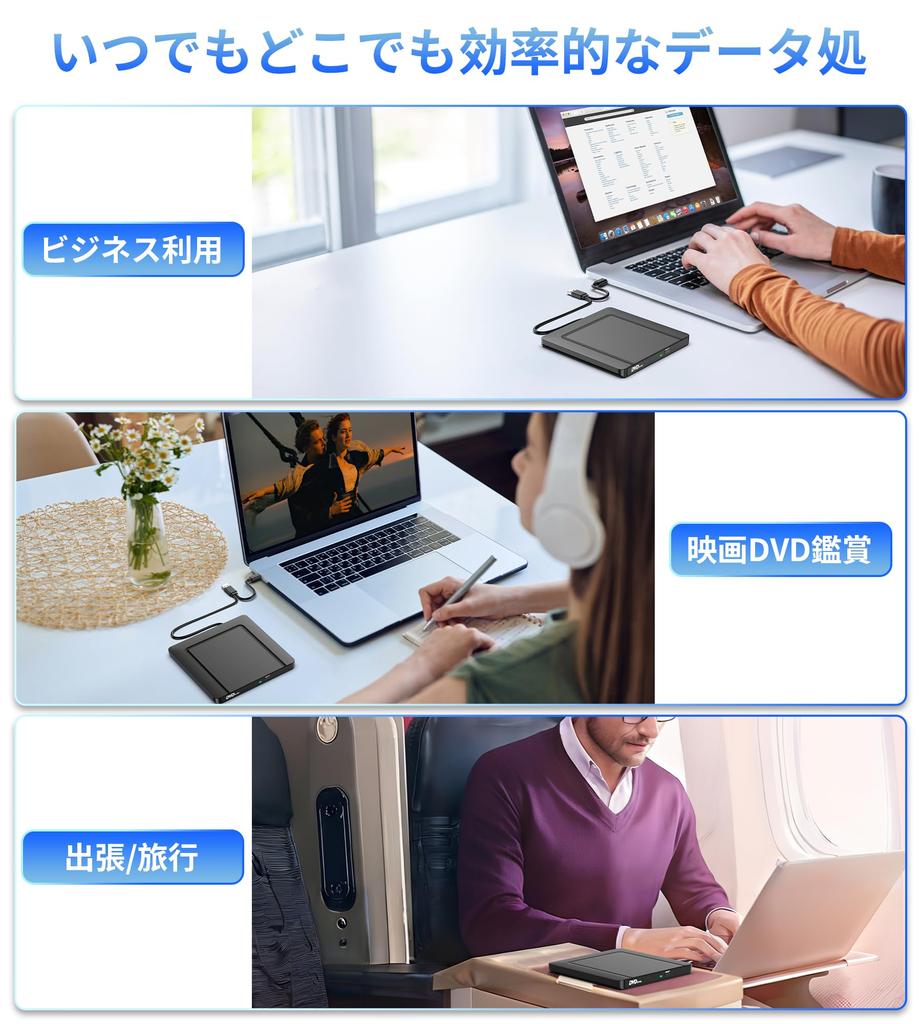 Externes CD DVD Doppel-DVD Externes CD Externes CD Optisches Externes CD Mac Windows 11 Windows Laufwerk, USB3.0 & Typ-C Anschluss, Player, [1,3 cm