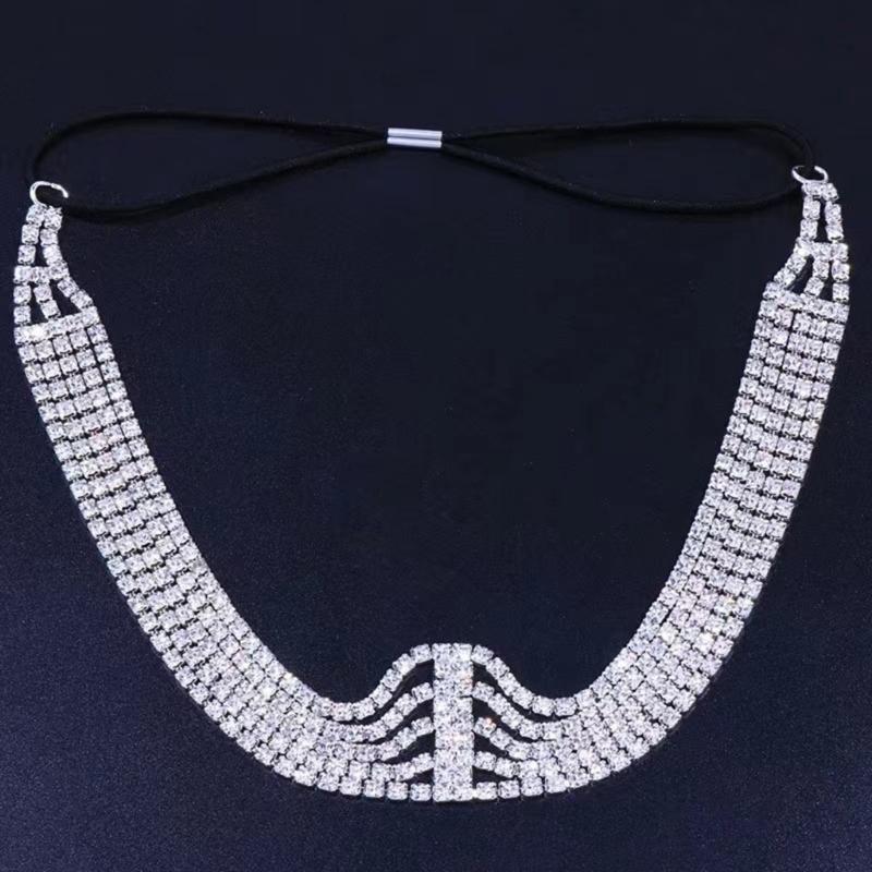 Rhinestones Hairband for Women Wedding Crystal Hairhoop Glittering Hairband Bridal Shower Elastic Hairband Hair Ornaments