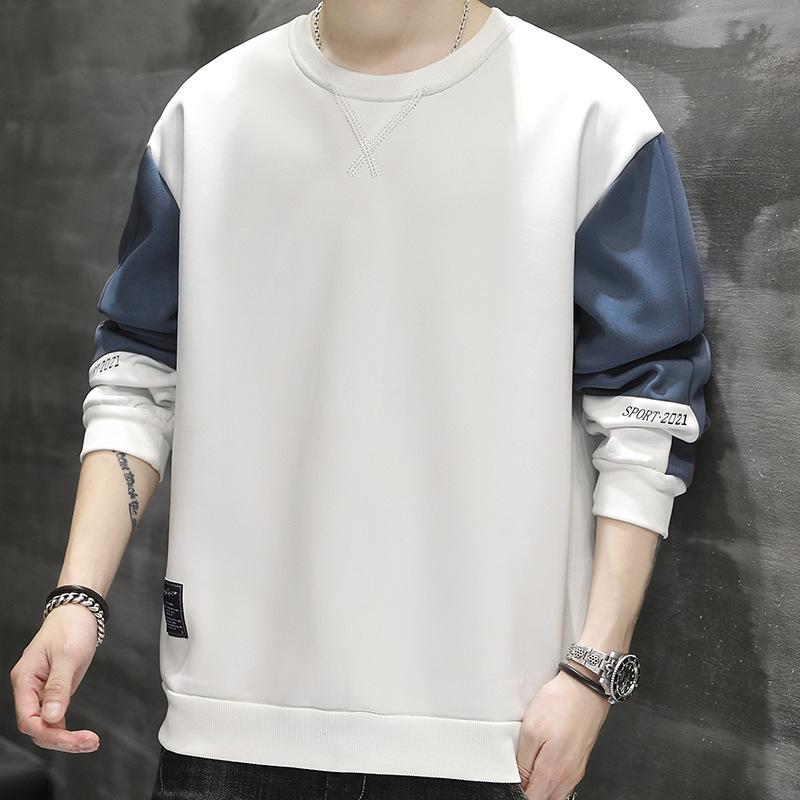 Long Sleeve T-shirt Men Plus Fleece Hoodie Autumn and Winter New Fashion Brand Round Neck Hoodie Casual Men's Clothes