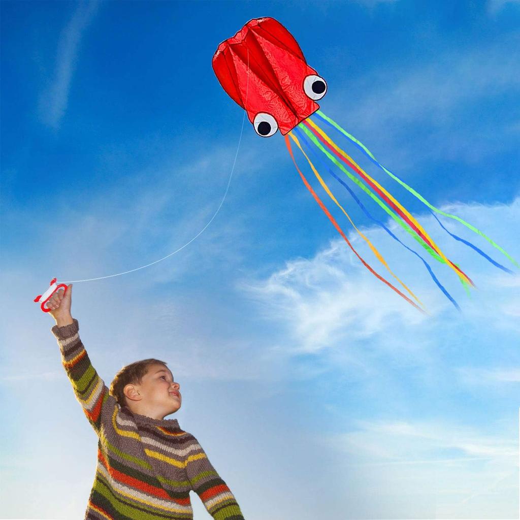 Large Octopus Kites Easy Flyer Kites With Long Tail Beach Kites For Kids And Adults With A 100-Meter Flying Line Random Color