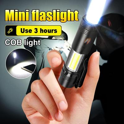Mini Portable Flash Light Q5+COB LED  Super Bright Flashlight Outdoor Torch With Pen Clip  Long Range Torch Light