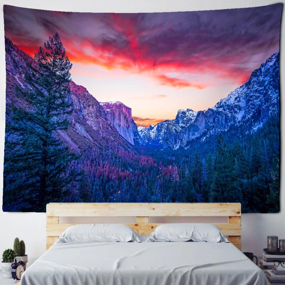 Mountain And River Impression Painting Tapestry Wall Hanging Psychedelic Hills Natural Scenery Witchcraft Hippie Home Decor