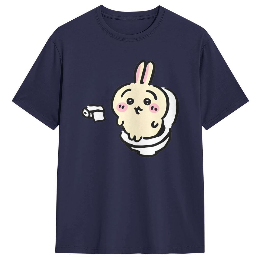 Usagi On The Toilet Potty Chiikawa Hachiware Poop Pooping T Shirts Short Sleeve Tshirt Summer Cotton O-Neck Oversized Top Tees