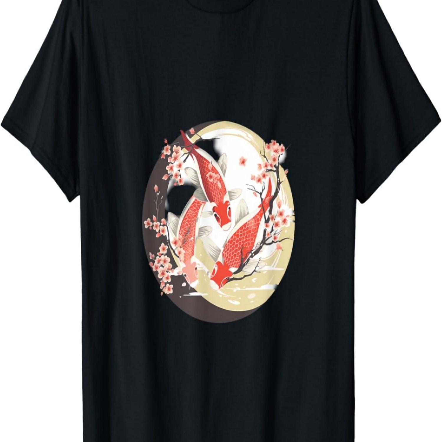 Koi Pond Blossom Cherry Blossom Fish  Art T-Shirt S