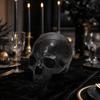 Yousheng Resin Skull Ornament, Dark Style Skull Halloween Prop, Sturdy Durable Teaching Model, Matte Black Anatomy