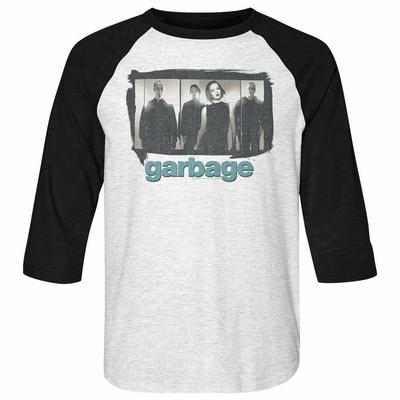 Garbage Garbage Panels White Heather/Vintag<wbr/>e Black Raglan T-Shirt