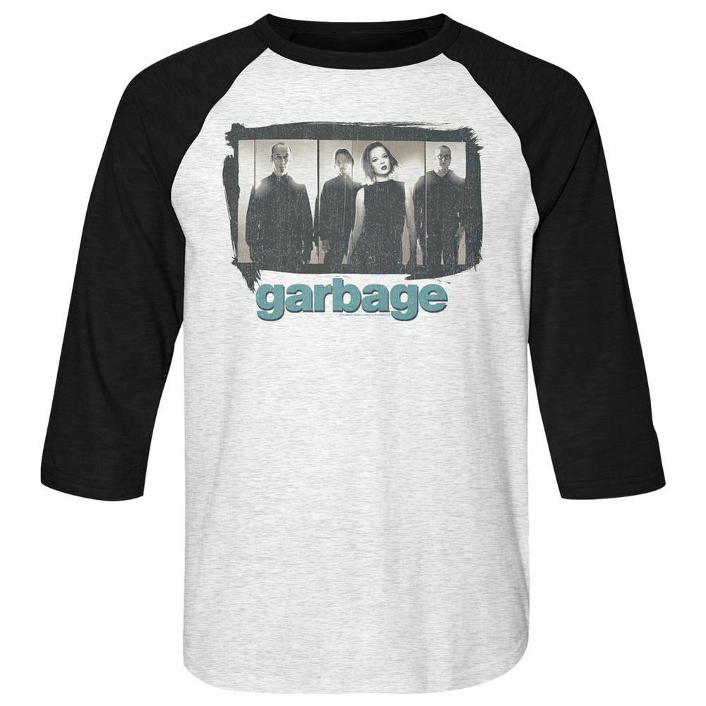 

Garbage Garbage Panels White Heather/Vintag wbr/ e Black Raglan T-Shirt XL
