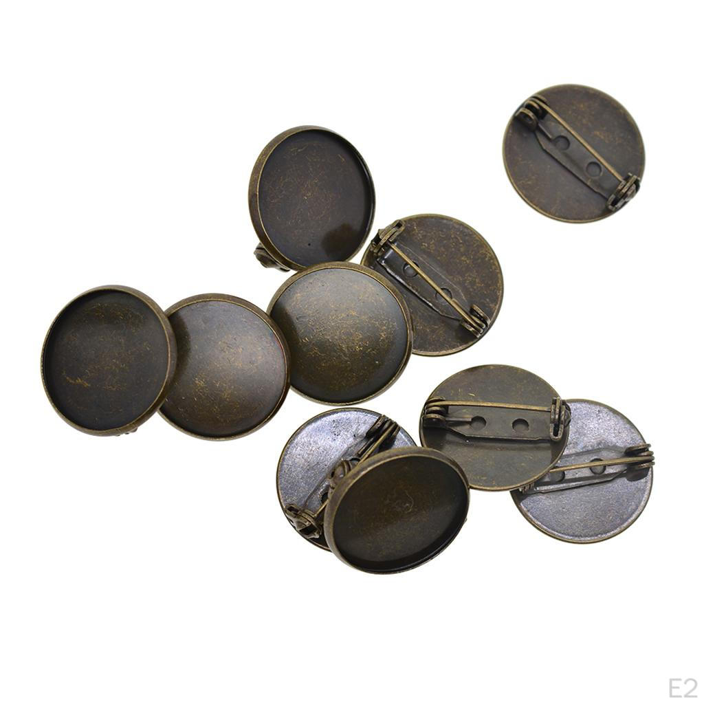 10 Pieces Cabochon Brooch Setting 20mm Pin Bezel Tray Base