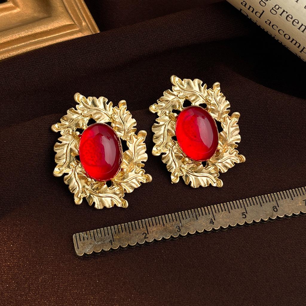 Тяжелая Промышленность Преувеличенная Бордовая Коллекция Любви Серьги Ретро Гонконгский Стиль Французские Серьги