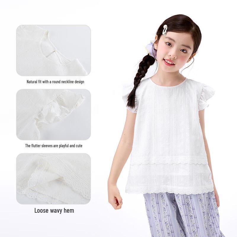 Girls' Lace Flying Sleeve Doll Shirt