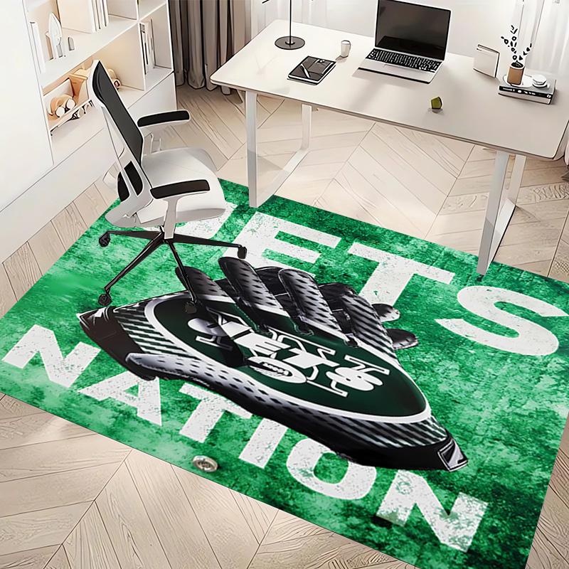 1pc New York Jets logo Print Area Rug - Soft, Washable Non-Slip Indoor Mat, Living Room, Home Office Decorative Rug,Office Decorative