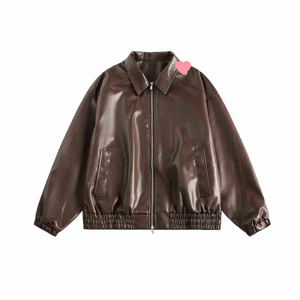 

Unisex Retro Motorcycle Leather Jacket with Velvet Lining - Autumn/Winter Style XL (recommended for 120-135 jin)