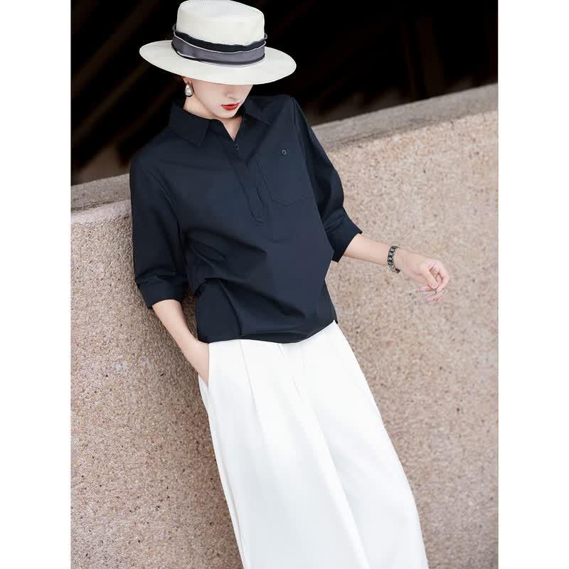 Women s Tencel Blend Casual Commuter Shirt L тёмно-синий