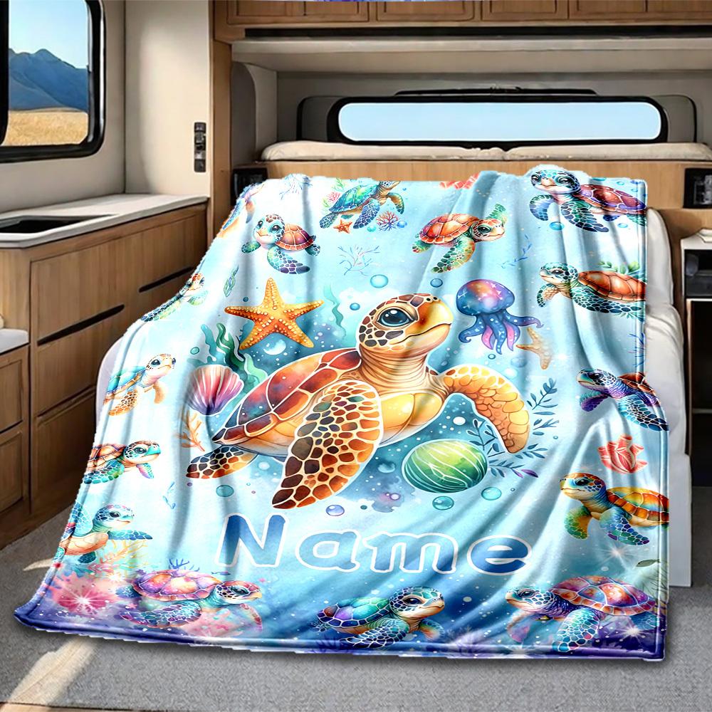 Sea Life Customize Your Name Rv Blanket Comfortable Soft Lightweight Allseason Multipurpose Blanket For Travel Camping Picnics Sofas Rvs Beds Living