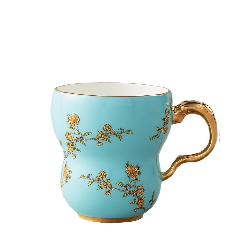 Auratic Madame Porcelain West Lake Blue Orchid Heart Single Cup