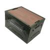 Folding Camping Storage Box with Wooden Lid Collapsible Storage Bin Container with Wheels for Car Camping Picnic