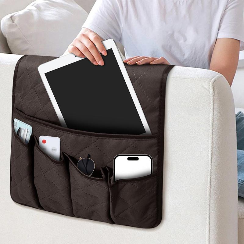 Sofa Armrest Organizer With 5 Pockets And Cup Holder Tray Couch Armchair Hanging Storage Bag For Tv Remote Control Cellphone