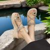 Französische Plattform neue Sandalen Mode Sommer mit Rock tragen Strass Feenhaft ein Wort Schlappen Römer zwei Trage Hausschuhe