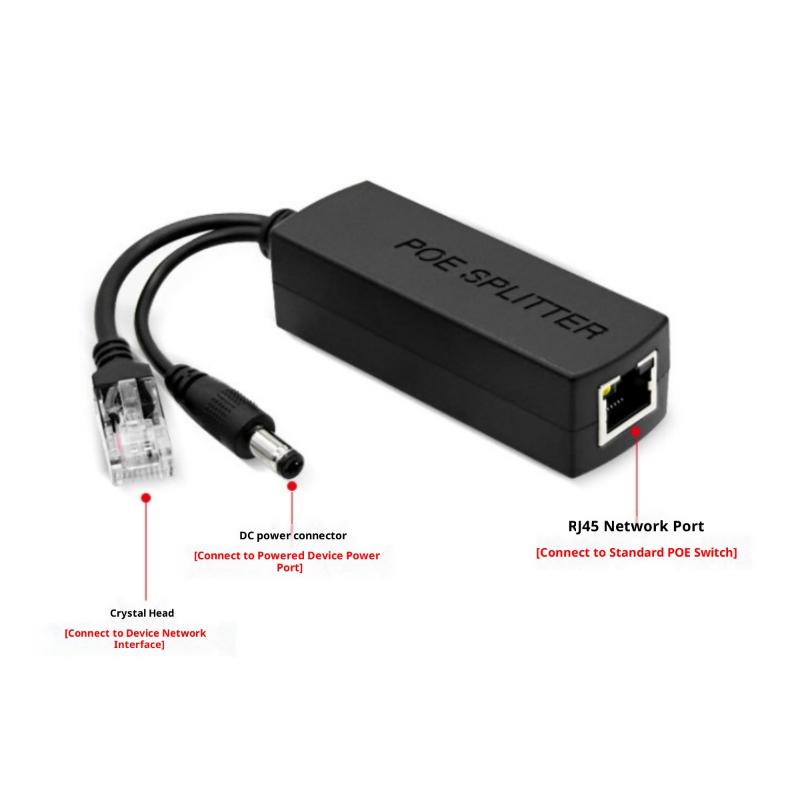 1Pc POE Splitter Adapter 48V To 12V IEEE 802.3af Output Power Over Ethernet Splitter Adapter Security System DIY Accessories