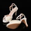 Luxury All Pearls Rhinestones Peep toe Women Sandals Ankle Strap Platform Thin High heels Elegant Bridal Wedding Shoes