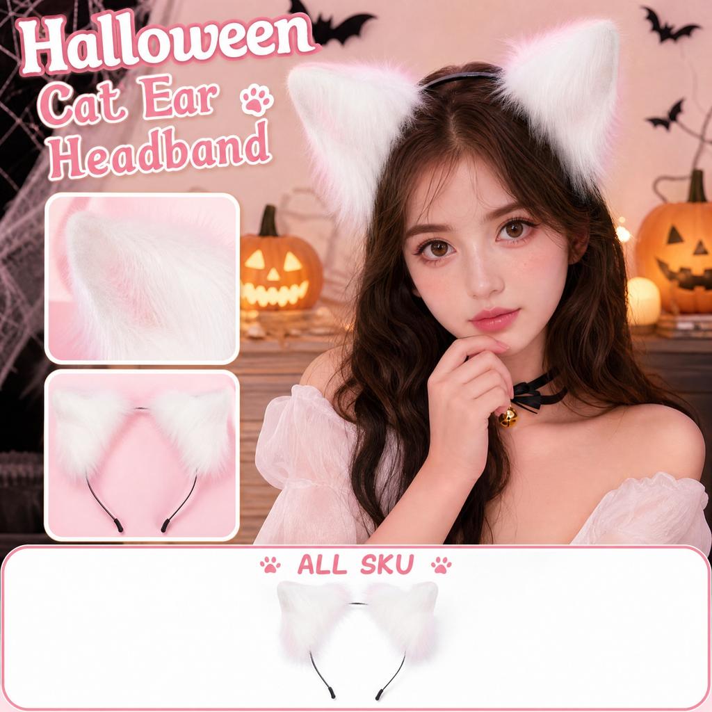 Plush Animal Ear Headband for Halloween Costume Party