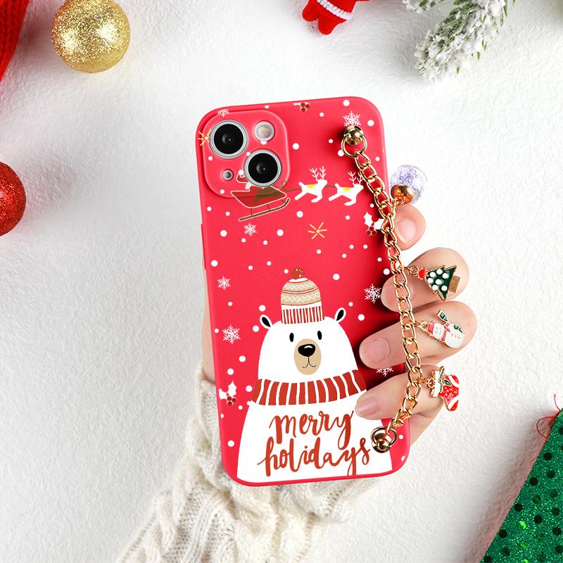 For Samsung A21S A53 A12 A13 A32 A72 A22 A23 A51 A50 A52 A70 A71 A73 A31 A40 A41 A03 S A02S A10 A33 Cute Christmas Lanyard Case