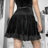 Gothic Vintage Black Lace Up Skirt Girl Croset Velvet Party Mini Skirts Streetwear