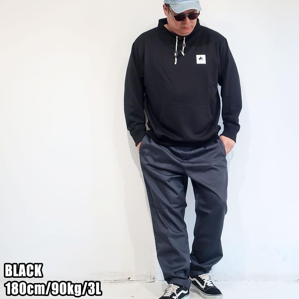 Men's Plus Size LOGOS Park Sweatshirt, Spindle Neck, Long Sleeve, Solid Color, Simple Style, Sizes 3L, 4L, and 5L, 10001795 (JP, Alphabet, 5L, KHAKI)