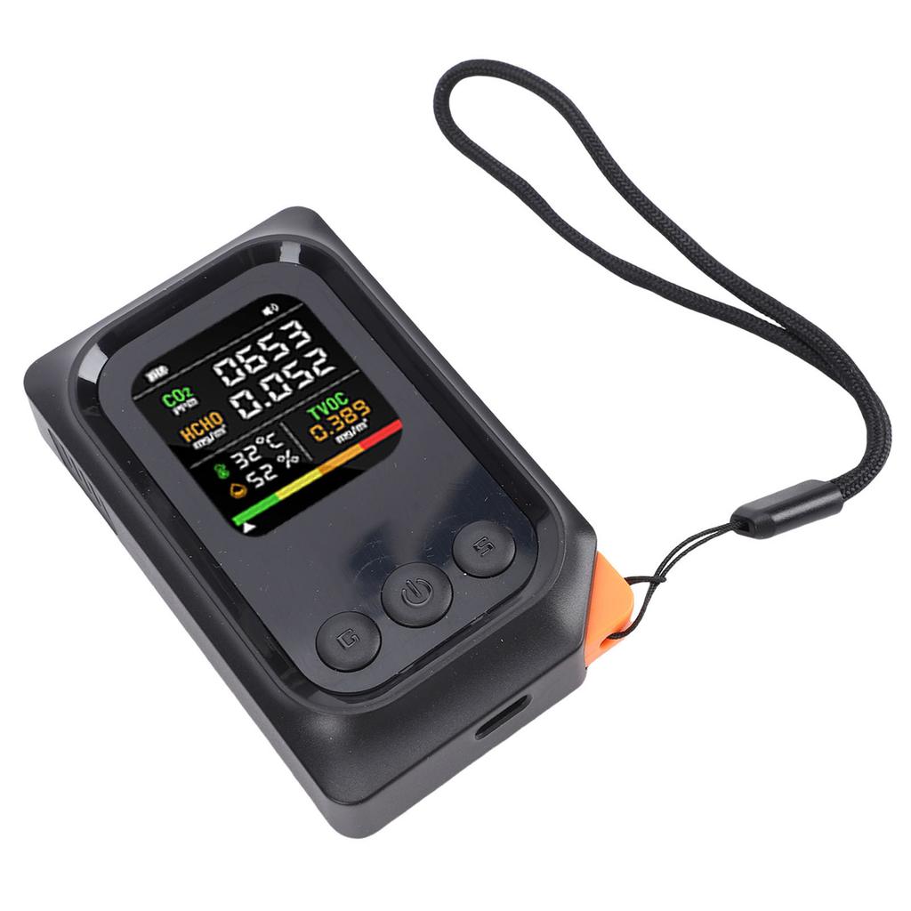 Air Quality Detector 5 In 1 CO2 TVOC HCHO Temp Humid Smart Tester Portable Rechargeable Compact