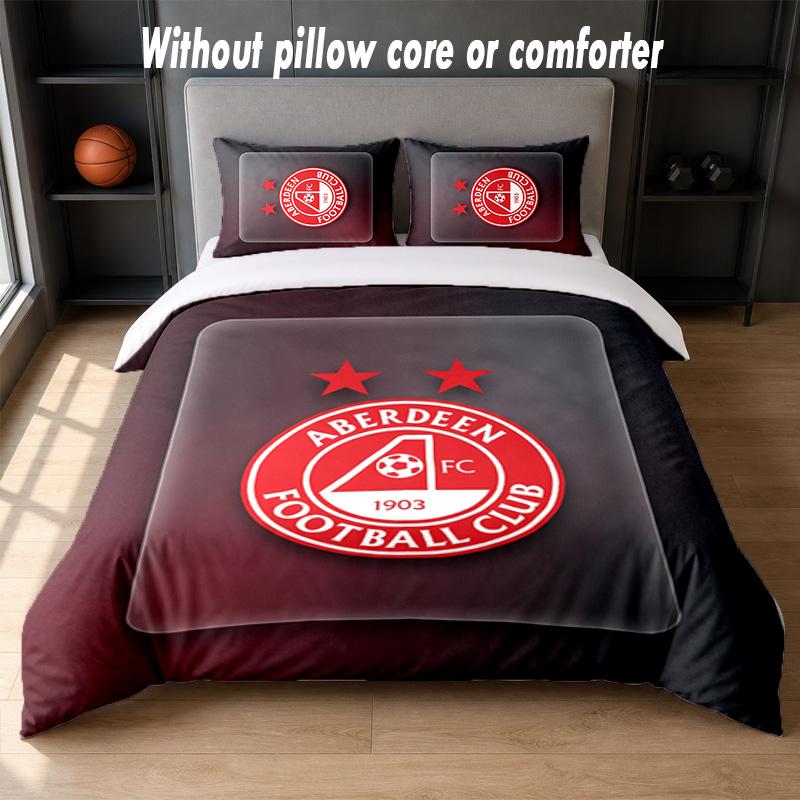 Aberdeen FC Design Bed Bedding Set 1 Duvet Cover + 2 Pillowcases Soft Breathable Household Bed Linens